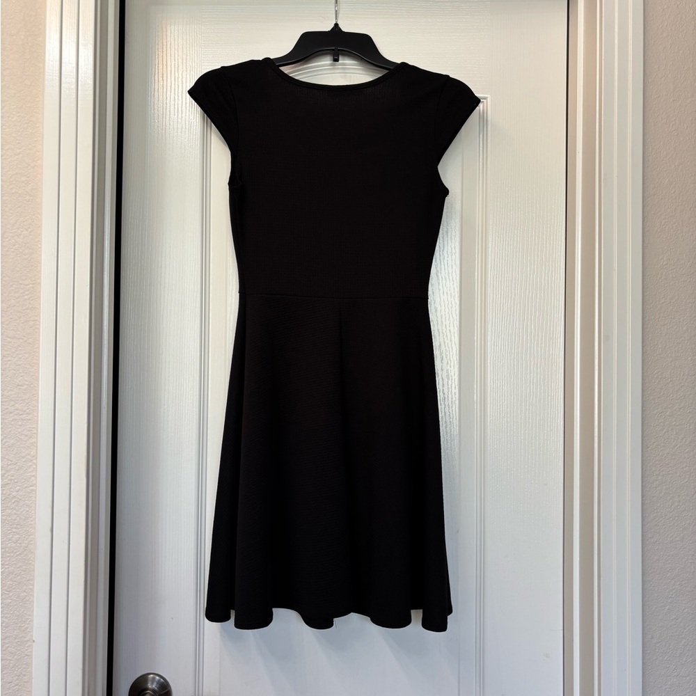 Pinc Black Fit and Flare Mini Dress with Flutter Cap Sleeves